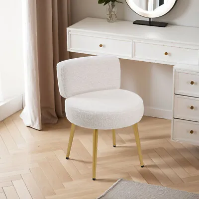 Makeup Stool Soft Pouffe Medium Backrest Dressing Table Vanity Chair Padded Seat • £41.95