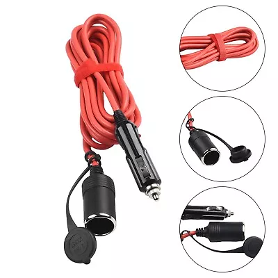 Extension Cord Adapter Car Male Female Plug Red Black Replace 12FT/3.6m Cable • £15.64