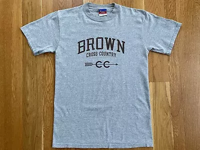 VINTAGE 90s CHAMPION BROWN UNIVERSITY CROSS COUNTRY T SHIRT SPELLOUT MENS GRAY M • $16