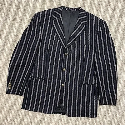 Vintage Men’s Versace V2 Wool Tweed Coat Striped  Blazer Made In Italy Size 52 • $120