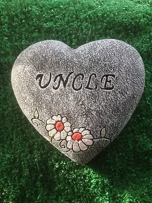 Uncle stone Heartmemorial plaque Concrete Ornament Grave • £9.82