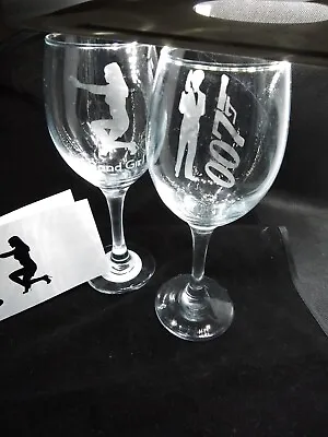 James Bond 007 Bond Girl Mothers Day Gift Wine Party Glass X2 Permanent Etched  • £22