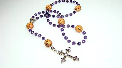 Vintage Amethyst Beaded Rosary W/Sterling Cross W/Amethyst Stones • $125