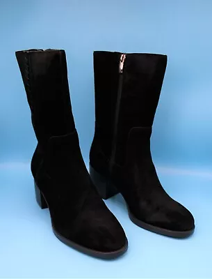 Vince Camuto Water-Repellent Mid-Shaft Suede Boots Zelcinna Black US 8.5 • $42