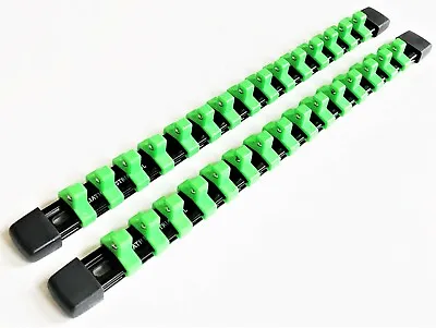 2 Goliath Industrial 3/8  Abs Mountable Socket Rail Holder Organizer Green Sh38g • $11.99