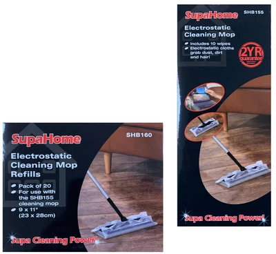 £12.75 • Buy SupaHome Electrostatic Mop Dust Magnet Broom With Pack Of 20 Mop Refill Cloths