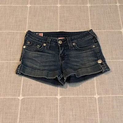 £24.13 • Buy True Religion Shorts Womens Size 27 Blue Medium Wash Denim Cuffed Made In USA