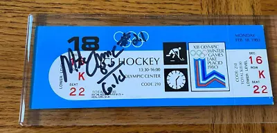 Mike Eruzione AUTOGRAPHED TICKET NORWAY Vs SWEDEN W/ 80 GOLD  #21 Miracle On Ice • $99.95