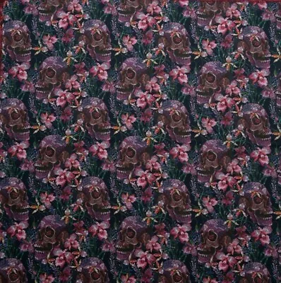 Skull & Orchid 100% Cotton Fabric Material Perfect For Face Masks Floral • £4.99