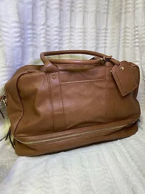 Sole Society Mason Brown Vegan Leather XL Duffle Weekender Handbag Purse • $24.99