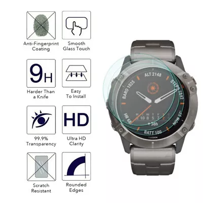 For Garmin Fenix 6 6X 6 Pro 7 7X 5 5X 5S Tempered Glass Screen Protector Watch • $5.49