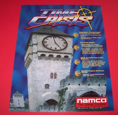 Time Crisis Arcade FLYER 1995 Original Video Game Art Sheet Gun Shooting Vintage • $16.15