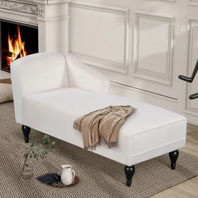 Vintage Velvet Chaise Lounge Modern Sleeper Sofa Bed W/Wood Legs For Living Room • $192.49