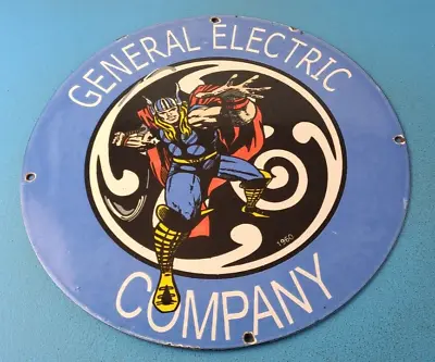 Vintage General Electric Sign - Thor Marvel Gas Auto Shop Pump Porcelain Sign • $145.47