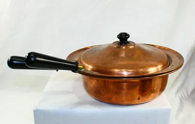 Vintage Copper Double Boiler Chaffing Pot Cookware Lid Brass Hardware Japan 3pc • $99.72