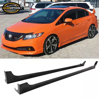 Fits 12-15 Honda Civic 9th 4Dr Mugen RR Style Side Skirt Extension Lip 2PC ABS • $114.98