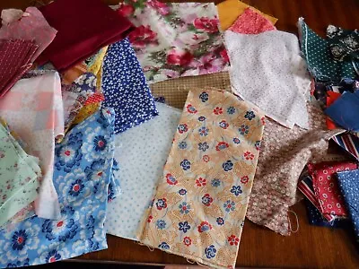 Vintage Lot 2+lbs Quilting Cotton Fabric Remnants Sewing  Quilting Cut Pieces • $14.99