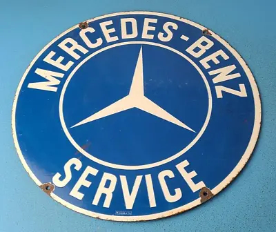 Vintage Mercedes Benz Sign - Automobile Dealership Sales Gas Pump Porcelain Sign • $144.47