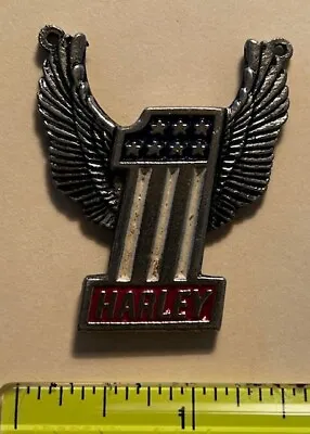 Vintage Red White Blue Harley Davidson #1 Winged Necklace Pendant Medallion AMF • $12.94