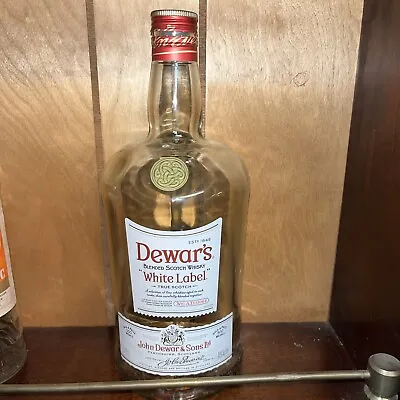 Vintage 1960s White Label DEWAR’s Scotch Whiskey BOTTLE Empty Brooklyn Navy Yard • $8