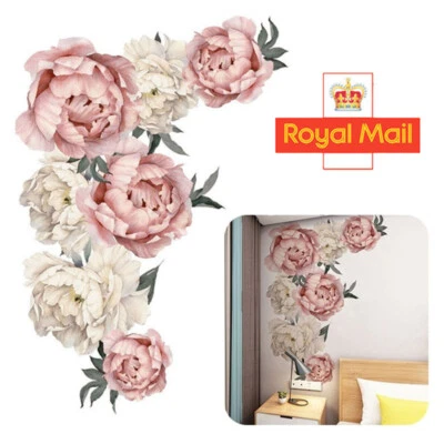 £4.49 • Buy Large Peony Rose Flower Art Wall Sticker Living Room Home Background DIY Decal
