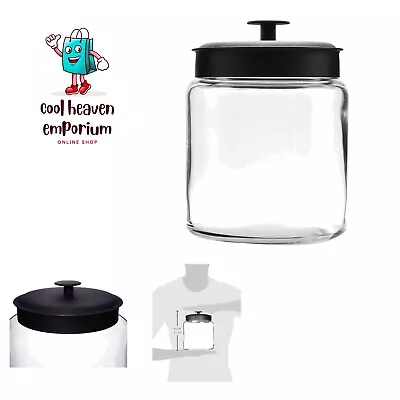 96 Ounce Mini Montana Glass Jar With Lid 4 Piece Black Metal Dishwasher Safe • $57.99