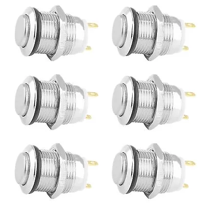 6 Pcs 12mm Momentary Push Button Switch 2 Pin 1no Spst High Round Waterproof Alu • $11.40