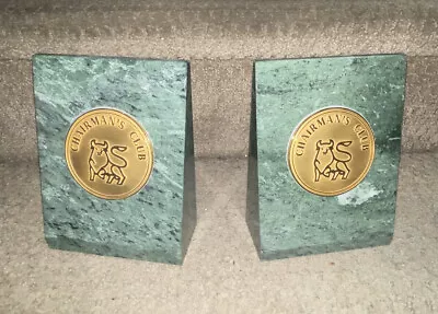 Vintage Merrill Lynch Chairman’s Club Wall Street Bookends Marble • $125