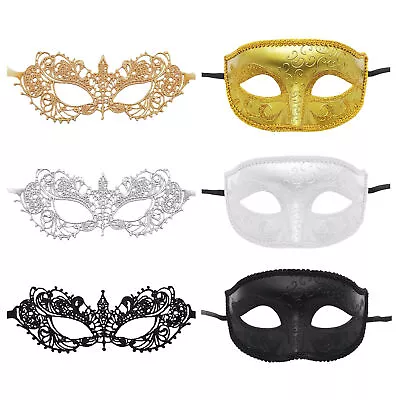 Masquerade Masks For Couple Couple Venetian Woman Lace And Men PP Masques • $8.46