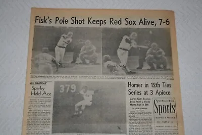 1975 LA Times * World Series Game 6 * Red Sox Vs Reds * Carlton Fisk's Home Run • $75