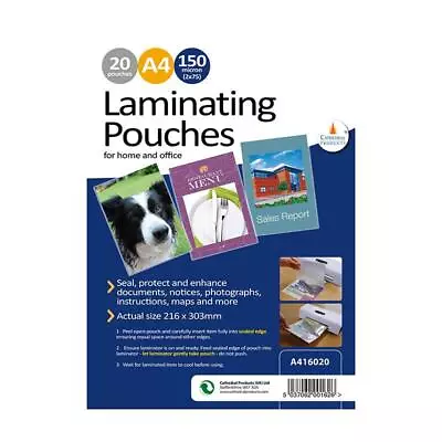 A4 150 Micron Laminating Pouches - Pack Of 20 • £6.99