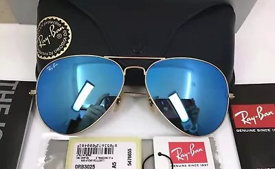 Sunglasses RB3025  62mm Aviator Classic Golden Frame Sunglasses Blue Lenses • $39.90