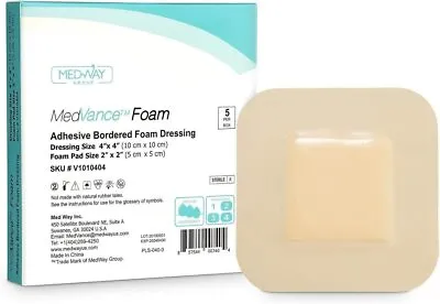 MedVance Foam Bordered Adhesive Wound Dressing 4 X4  Box Of 5 • $9.99