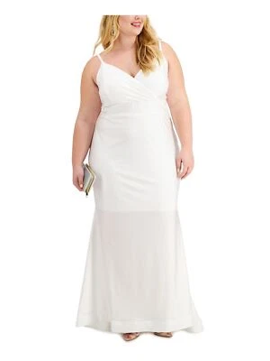 $9.49 • Buy MORGAN & CO Womens White Spaghetti Strap Full-Length Fit + Flare Dress Plus 14W