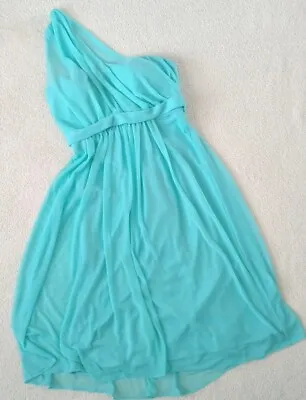 Davids Bridal Womens Size 0 Dress Mint Teal One Shoulder • $12