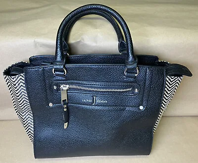 £21.99 • Buy Jasper Conran PU Leather Tote Handbag Black Gold And Wicker Style VGC