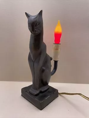 $59.98 • Buy Vintage MCM Art Deco Bronze Metal Seated Cat Table Lamp Light 7.5  T Mid Century