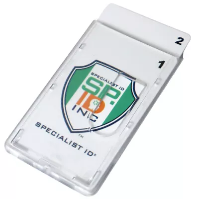 2 Pack - Heavy Duty Clear Rigid 2-Card Vertical ID Badge Holders (Hard Plastic) • $9.99