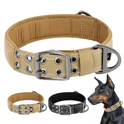 Reflective Tactical Nylon Dog Collar Heavy Duty Military Training Soft Padded • $17.99