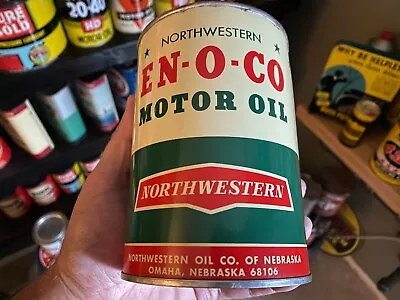 Vintage~ Full Nos~ En-o-co Northwestern Oil Co 1 Quart Metal Motor Oil Can~ Xc • $224.95