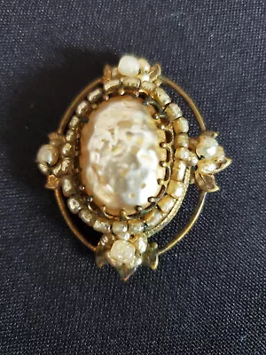 Signed Miriam Haskell Baroque Pearl Brooch Pearl Wear • $29.99