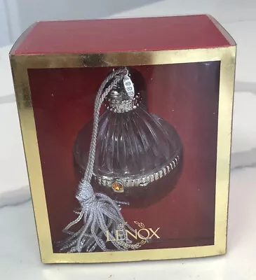 Vintage LENOX “Baby’s First Ball Gift Box” CRYSTAL ORNAMENT Pave Jewels 1999 • $12