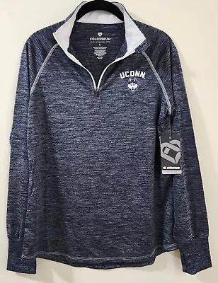 NWT Women's Colosseum UConn Huskies 1/4 Zip Long Sleeve Blue Pullover Size Large • $9.99