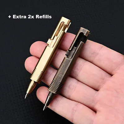 Mini Pocket Brass Ball Pen Outdoor Creative Portable Travel EDC Pen • $11.44