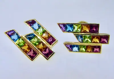 H. STERN Rare Large (14.8 G) 18K Multicolor Gemstone Rainbow Collection Earrings • $2590