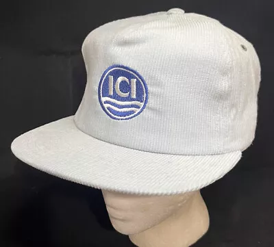 Vtg ICI Snapback Hat Imperial Chemical Company Industries Logo Corduroy Cap • $19.99