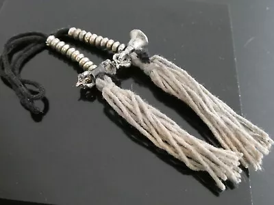 Tibetan Buddhist Vajra & Bell White Metal Natural Thread Tassel Mala Counters  • $12