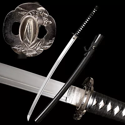 Black Katana 9260 Spring Steel Battle Ready Japenese Samurai Sharp Sword • $86.66