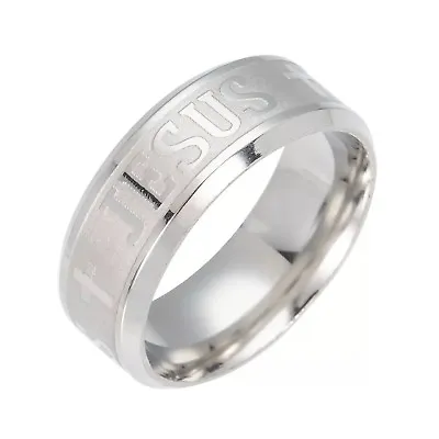 5 Colors 8MM Jesus Christian Cross Band Men Women's Stainless Steel Ring USA New • $6.99