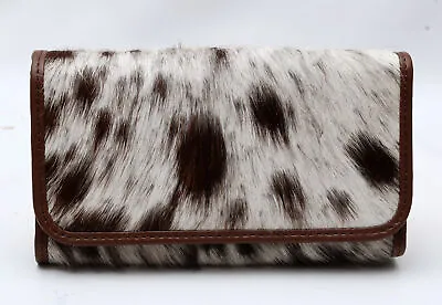 100% Real Cowhide Wallet Real Leather Hair ON Western Ladies Purse W-7150 • $39.99